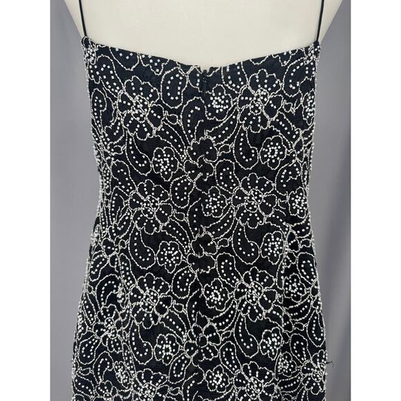 Carmen Marc Valvo Slip Dress 10 Beaded Lace Cocktail Y2K Style Formal Prom Hoco - Picture 9 of 16